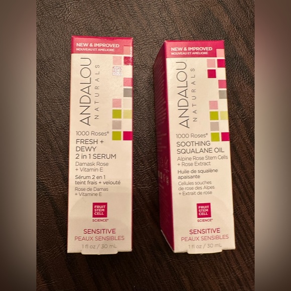 NEW Set of Andalou Soothing Squalane Oil and Fresh + Dewy 2 in 1 Serum - Picture 2 of 7